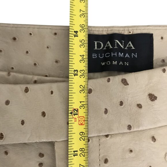 DANA BUCHMAN Woman Lambskin Leather Tan Ostrich Print Pants Size 18 Lined NWOT - Picture 9 of 13